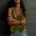 thumbnail image 6 of Zynoxe Vest Tops for Women 2026 Velvet Sleeveless V Neck Button down Fitted Waistcoat with Pockets Solid Color Casual Party Daily Summer Vest, 6 of 7