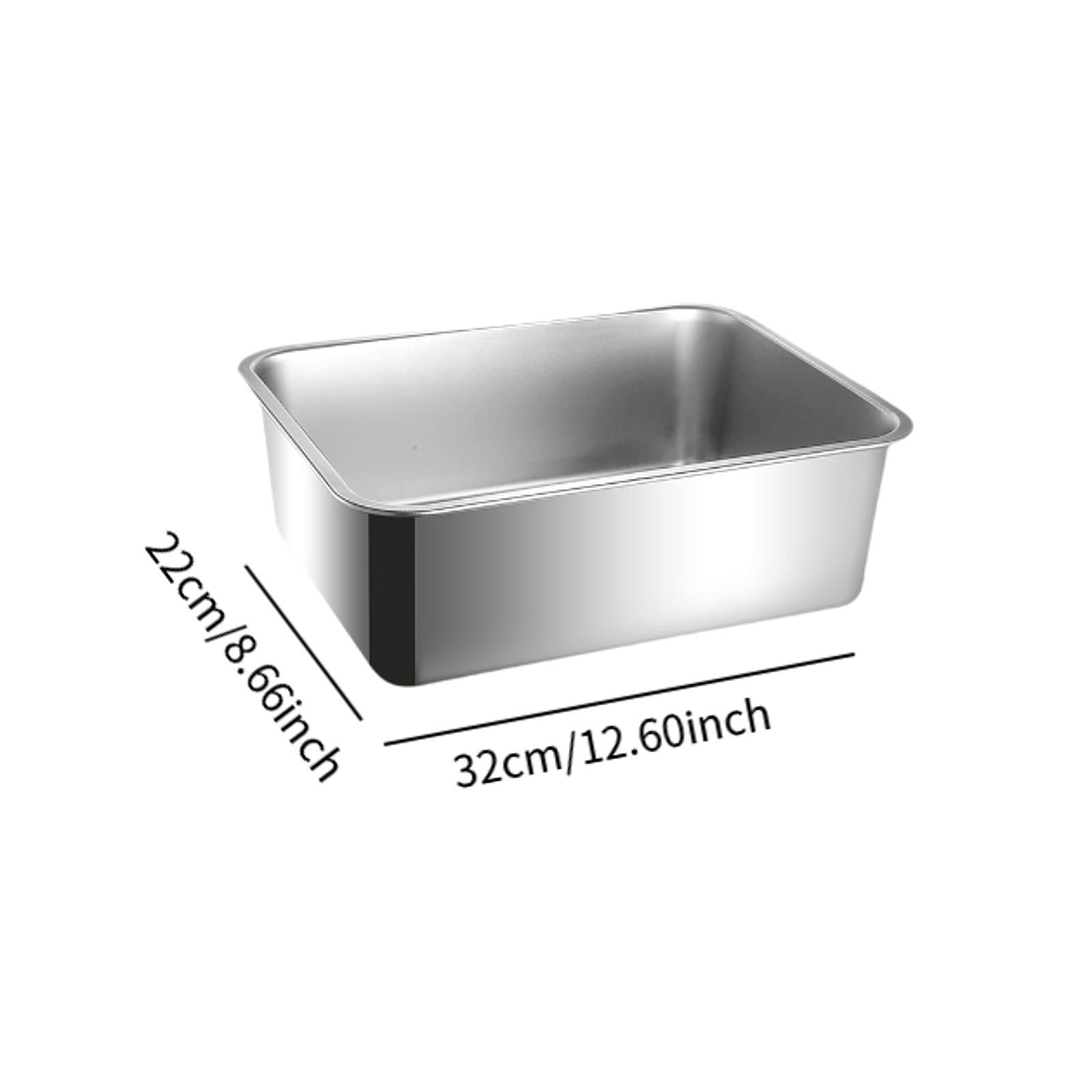 Zxpjkyu Cat Litter Box Litter Pan Stainless Steel Container Easy to Clean Open Top Large Height 15cm