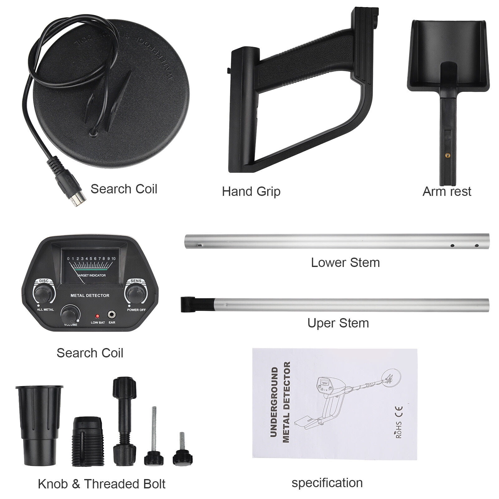 LineYDI Waterproof LCD Metal Detectors Gold Digger Deep Sensitive Hunter Coil Searcher,Black