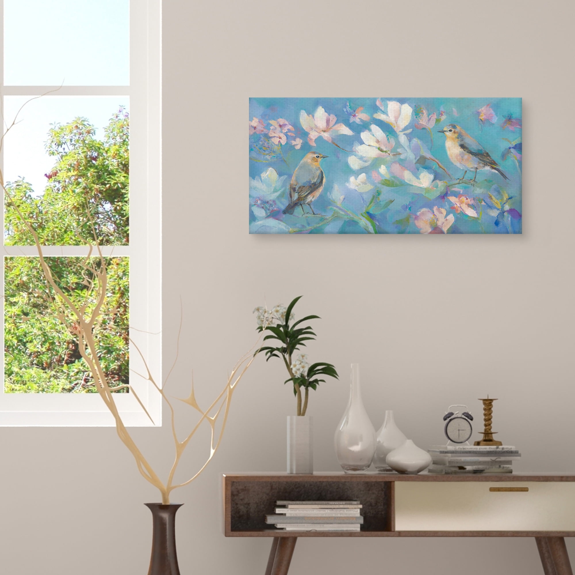 Birds in Magnolia by Sarah Simpson Canvas Art Print