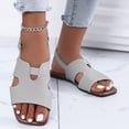 thumbnail image 5 of Summer Sandals, Wide Width Shoes for Women, Dressy Flat Sandals for Women, Womens Slingback Sandals, Peep Toe Low Block Heel Sandals for Women, Leather Insole Comfort Sandals, Gray 7, 5 of 6