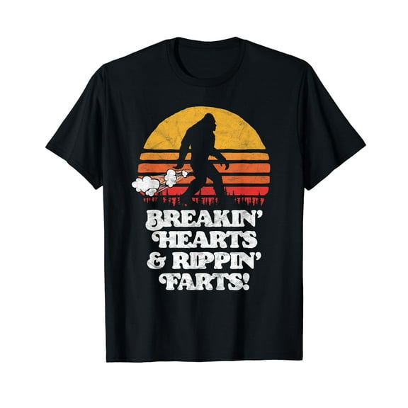 Sasquatch Breakin Hearts & Rippin Farts! Funny Bigfoot Sun T-Shirt