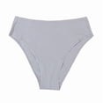 thumbnail image 6 of Women'S Large Size Cotton Half-Cover Hip High Waist Solid Color High Slit Briefs Gray L, 6 of 7