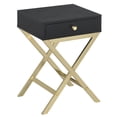 thumbnail image 1 of ACME Coleen 1-Drawer Metal Tube End Table in Black and Brass, 1 of 2