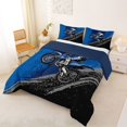 thumbnail image 2 of Manfei Speed Motocross Full Size Comforter Sets，Speed Theme Bedding Comforter Set，Blue,Navy Blue Reversible,3pcs,1 Comforter and 2 Pillowcases, 2 of 7