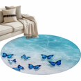 thumbnail image 6 of Navy Blue Butterflies Coastal Round Rug 3ft Washable Circle Entryway Rugs Non Slip Summer Beach Ocean Area Rug Indoor Floor Carpet for Bedroom Kitchen Living Room Home Office Dining Room Nursery, 6 of 8