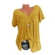 thumbnail image 3 of Camiseta de mujer con cuello en V, manga corta, camiseta de verano informal estampada, amarillo, M Scienceny AP001653-26, 3 of 5