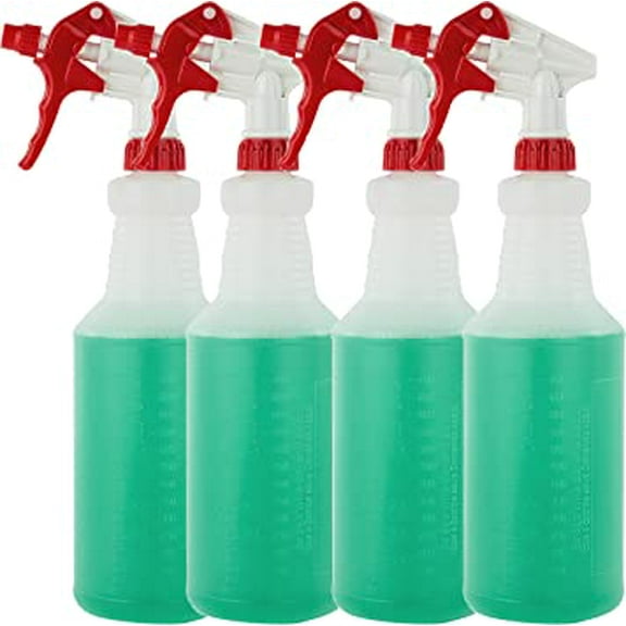 Plastic Spray Bottles Leak Proof Technology Empty 32 oz HDPE Commercial Grade HDPE Heavy duty Bottles, for cleaning solutions , with fully Adjustable No-Leak, Non-Clogging Nozzle, For Indust