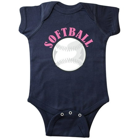 

Inktastic Pink Softball For Girls Gift Baby Girl Bodysuit