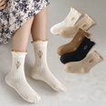 thumbnail image 2 of fatyb 5 Pairs Kids Girls Crew Socks Soft Mid Calf Cotton Socks Casual Breathable Dress Socks for Girls, 2 of 3