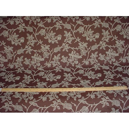 Damask Upholstery Fabric Abercrombie Textiles Gabrielle in Cocoa - Brown / Citron Woven Jacobean Floral Damask Designer Upholstery Drapery Fabric - By the Yard ()