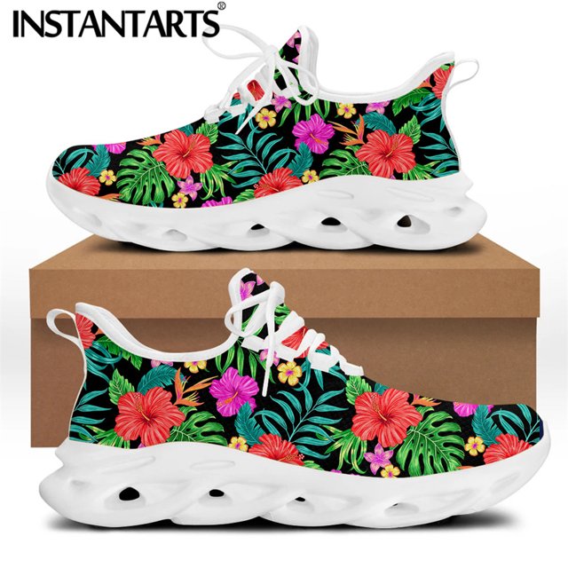 Chaussures à Lacets pour Femmes Design Fleur d'Hibiscus Tropical Décontracté Résistant à l'Usure