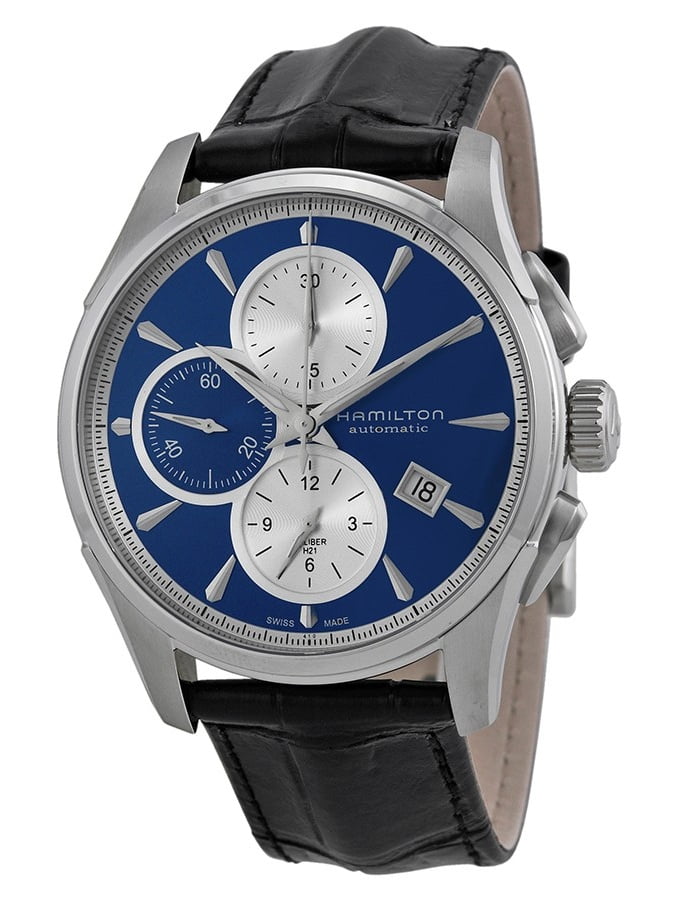 Hamilton Jazzmaster Automatic Chronograph Blue Dial Black Leather Mens  Watch H32596741