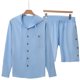thumbnail image 3 of Ceisia Men's Loose Fit Hooded 2-Piece Set Long Sleeve Button-Down Shirt with Elastic Waist Drawstring Shorts Gifts, 3 of 6