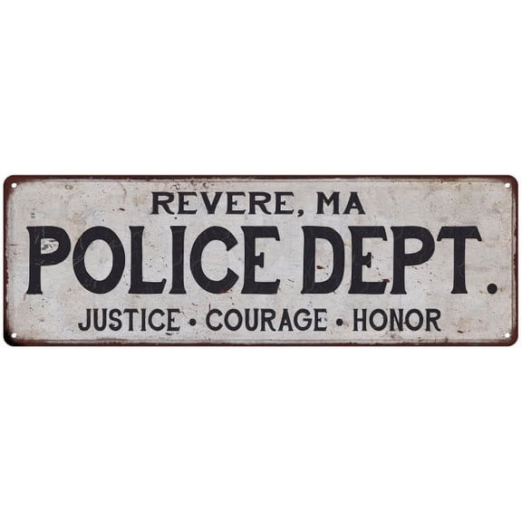 REVERE, MA POLICE DEPT. Home Decor Metal Sign Gift 6x18 206180012697
