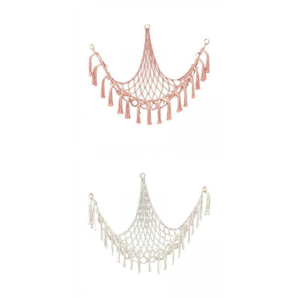 Red para hamacas,Juguete de peluche Hamaca Red Macrame Boho Animal de peluche,Organizador colgante de almacenamiento suave Anillos de de madera,Pantalla de red de esquina Sala de estar Macarena Red para hamacas