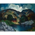 thumbnail image 2 of E. Oscar Thalinger 18x15 Black Ornate Wood Framed Double Matted Museum Art Print Titled - River Landscape with House (C.1928), 2 of 5