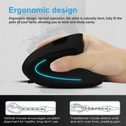 TSV Wired Ergonomic Vertical Mouse, Large Ergonomic Computer Mouse High Precision Optical Mice with 6 Buttons, Adjustable 2400DPI and Reduce Wrist Pain for Office Gaming PC Computer Laptop, Black