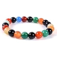thumbnail image 1 of Bracelet Extensible Unisexe en Perles Rondes de 8 mm en Pierre Précieuse d'Agate Multicolore 7 Pouces, 1 of 3