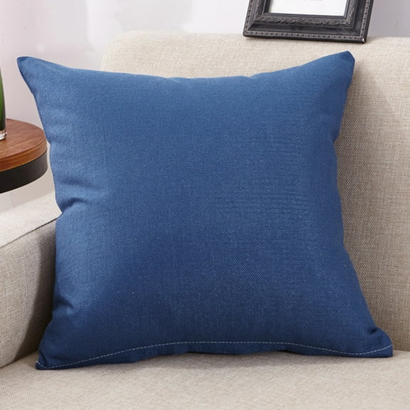 Harlier Linen Decorative Throw Pillow Covers, Classical Square Solid Color Pillow Cases,15.7 x 15.7 Inches Farmhouse Cushion Covers for Sofa Couch Bed & Car, Living Room (Blue)