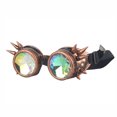 thumbnail image 2 of C.F.GOGGLE Rivet Kaleidoscope Rave Rainbow Crystal Lenses Steampunk Goggles, Black/ Copper/ Brass, 2 of 3