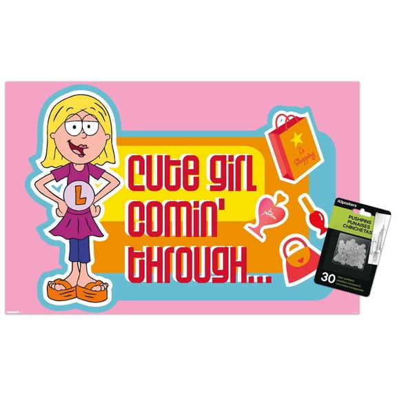 Disney Lizzie McGuire (2001) - Cute Girl Comin' Through Wall Poster with Push Pins, 14.725" x 22.375"