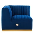 thumbnail image 3 of Modular Sofa Corner Chair, Blue Navy Gold, Velvet, French Living Lounge Cafe Lobby Hospitality Restaurant, Modern Contemporary Boutique HB33785, 3 of 6