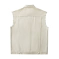 thumbnail image 3 of LOVZFMLL Jackets for Men's Solid Color Motorcycle Turndown Collar Denim Punk Sleeveless, 3 of 3