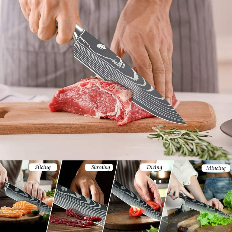 5 Pieces Chef Knife Set Professional, MDHAND Professional Stainless Steel  Kitchen Knife Set, Include Knife Guard, Sharp Kitchen Knife Set For Chop  Fruits/Vegetables/Meat, Etc, HD158 