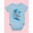 thumbnail image 3 of Dinosaur With Surfboard On Beach Bodysuit Infant -Image by Shutterstock,  Newborn, 3 of 4