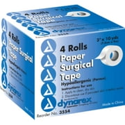 Dynarex Paper Surgical Tape Hypoallergenic 3 Inches x 10 Yards 40 Yards (4 Rolls) (Pack of 2)