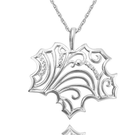 Precious Moments Sterling Silver Diamond Accent Leaf Pendant with Chain, 18