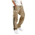 thumbnail image 4 of Double Waisted Sweatpants Y2K Cargo Pants for Men Elastic Waist Solid Color Comfy Lounge Casual Soft Multiple Pockets Outdoor Straight Type Fitness Fashion Fall Spring Trousers Full Length Pants, 4 of 7