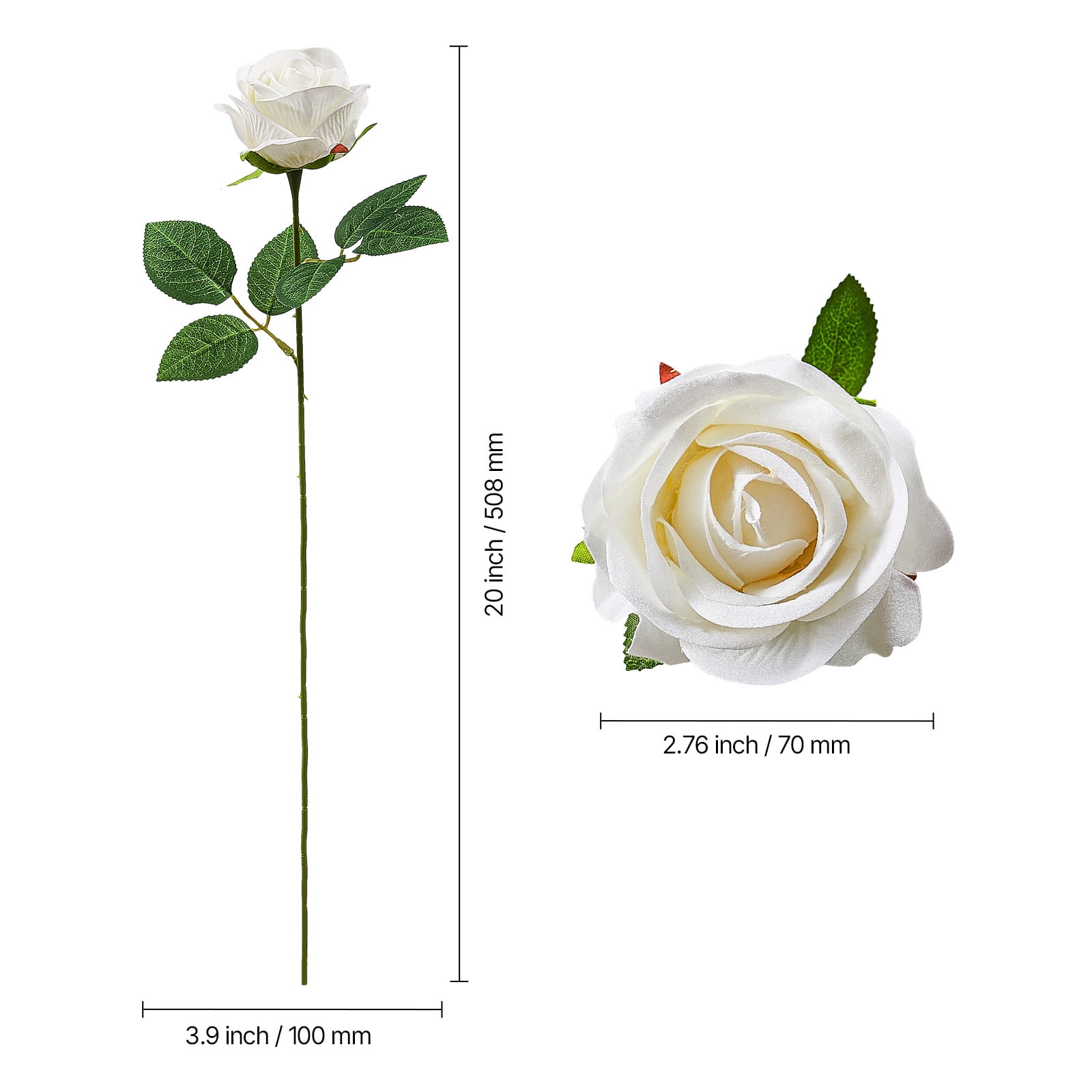 VEVOR Artificial Flowers, 60 pcs Real Looking White Foam Fake Roses Bulk, White Faux Bridal Shower with Stems for DIY Wedding Bouquets, Home Centerpieces Arrangements, Party Tables Decorations