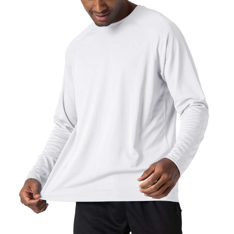 MAGCOMSEN UV Shirts for Men Quick Dry Shirts UPF 50 Long Sleeve Men  Athletic T-Shirt UV Protection Shirts for Men Guard Shirt for Men White 