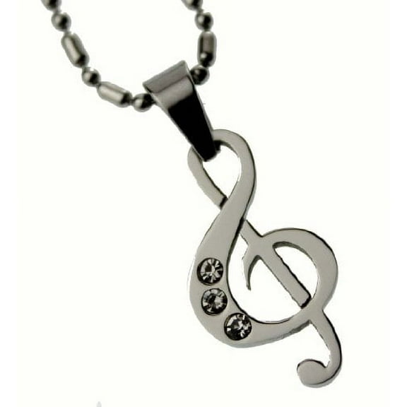 R.H. Jewelry Stainless Steel Pendant Musical Note Necklace