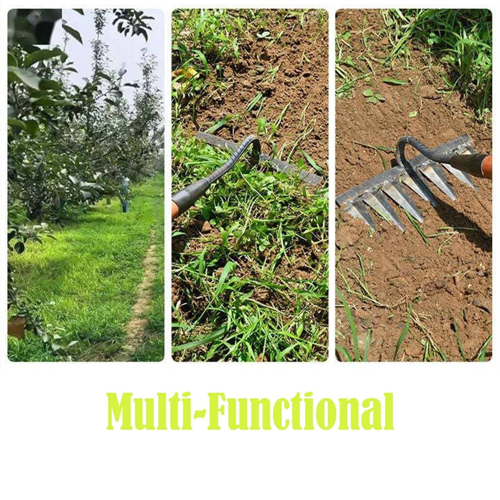 AUDeals Heavy Duty Iron Rake for Gardening and Weeding, Dethatching Lawn Tool for Backyard Soil Loosening, Available in Four Size Options for Yard Work