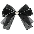 thumbnail image 1 of INSPIRE CHIC Elegante broche de clip para mujer, lazo de malla con puntos de polka y cuentas para ocasiones especiales, negro, 1 of 5