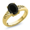 thumbnail image 2 of Gem Stone King 2.00 Ct Oval Black Onyx 18K Yellow Gold Plated Silver Curl Into Me Ring, 2 of 2