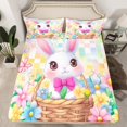 thumbnail image 2 of Kawaii Rabbit Girls Sheets Kids Groovy Flowers Printed Full Sheet Sets,Colourful Geometric Lattice Grid Bed Sheets Set,Rustic Country Animals Bed Set Cartoon Farmhouse Bedding, 2 of 7