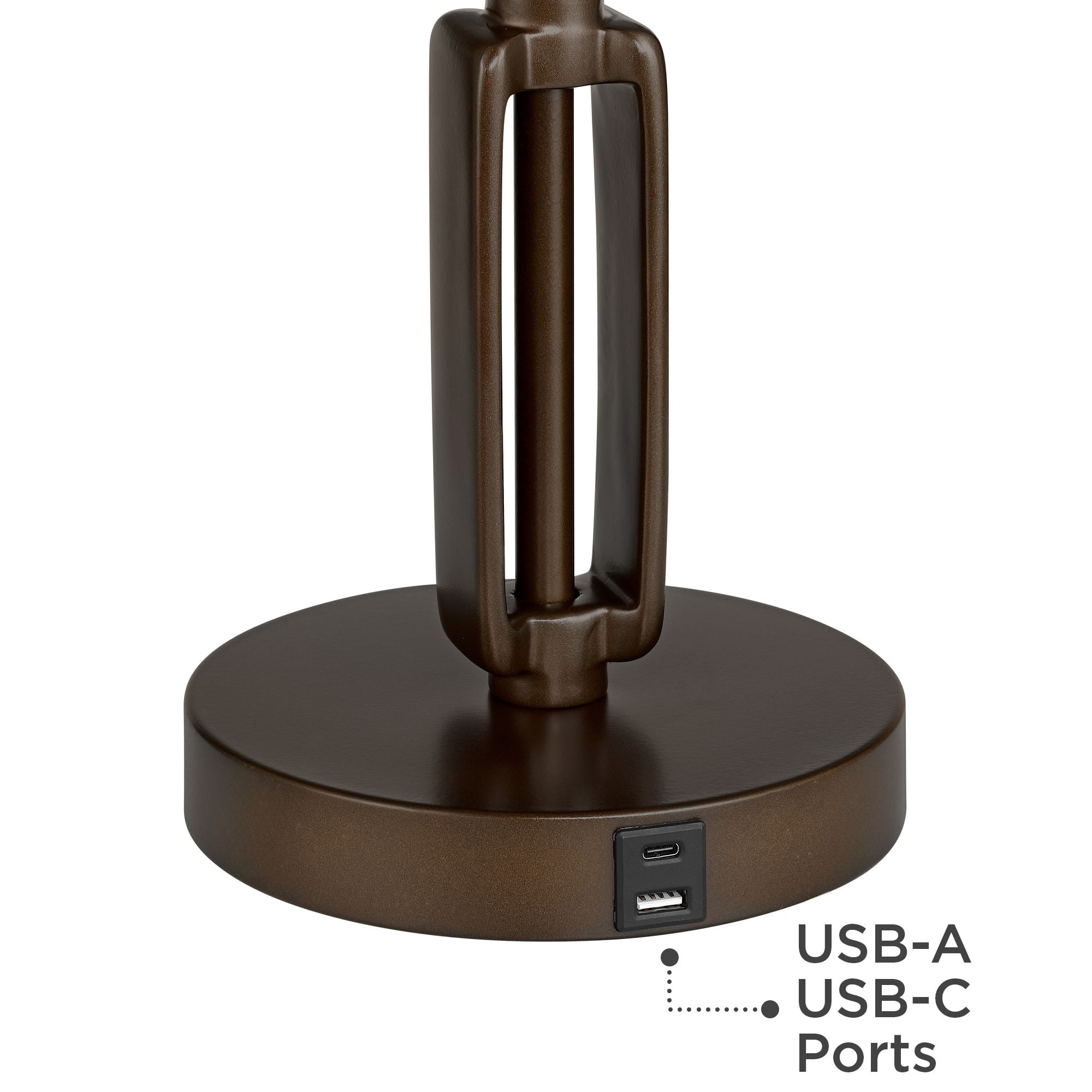 Franklin Iron Works Samuel Industrial Desk Lamp 21 1/4" High Bronze Swing Arm with USB Charging Port Natural Mica Shade for Bedroom Living Room House