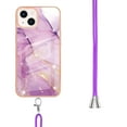thumbnail image 3 of iPhone 13 Case, iPhone 13 Case Marble, Allytech Marble Serious Ultra Thin Soft TPU Rubber Drop Protection Shock-Absorbing Anti-scratch Lanyard Case Cover for Apple iPhone 13 6.1",Lightpurple, 3 of 4