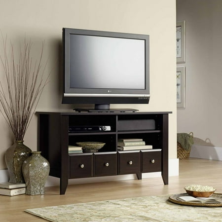 Sauder Shoal Creek Jamocha Wood Panel TV Stand, for TVs up 