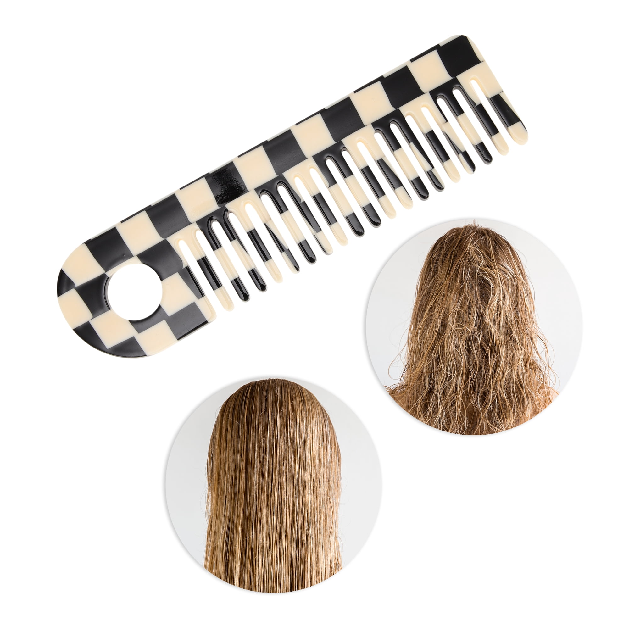 Unique Bargains 1 Pc Exquisite Marble Pattern Hair Comb for All Hair Types Black, White