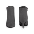 thumbnail image 2 of BLISSFUL STEP Women Pointed Toe Side Zip Stiletto Heels Ankle Boots Gray 6, 2 of 7