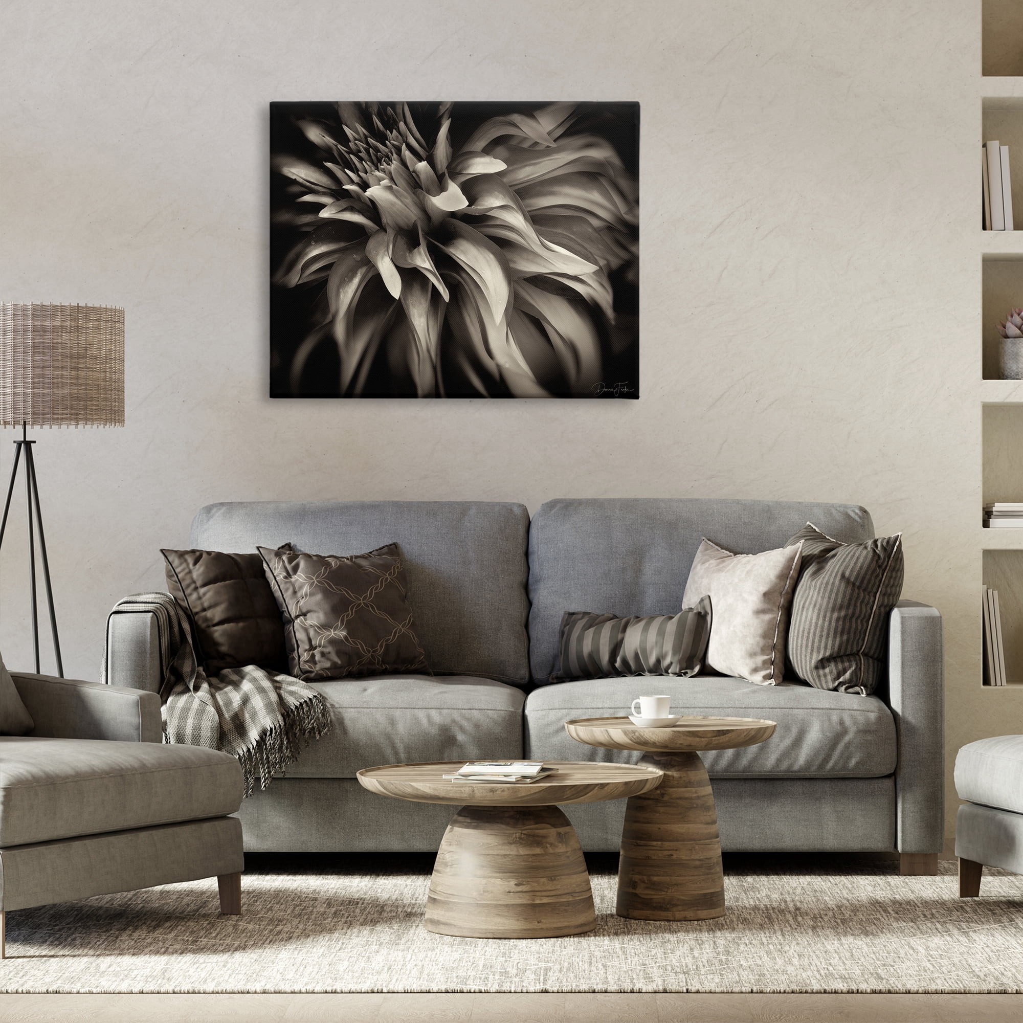 Stupell Industries Dark Curling Chrysanthemum Botanical & Floral Photography Gallery Wrapped Canvas Art Print Wall Art, 40 x 30