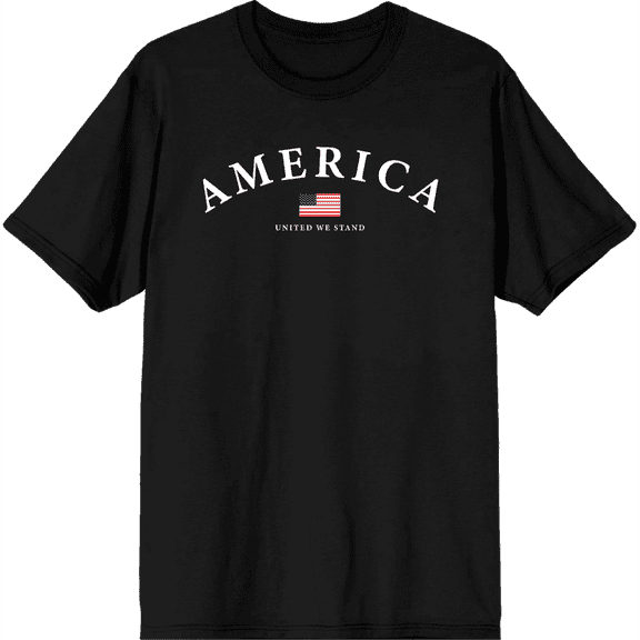 Americana American Flag Men's Black Crew Neck Short Sleeve Tee-Medium