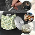 thumbnail image 4 of Yayeee Ashtray with Lid for Cigarette Smokeless Stainless Steel Home Ash Holder, Olive Leaf, 4 of 7
