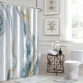 thumbnail image 3 of Marble Shower Curtain, Abstract Modern White Blue and Gold Marble Shower Curtain Set for Bathroom Ink Texture Waterproof Polyester Fabric Bathroom Decor with Hooks, 72x84 Inch, 3 of 6