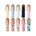 thumbnail image 3 of Rdhnmea Women Halter V Neck Floral Maxi Dress with Scarf Sexy Open Back Bodycon Satin Long Dresses Summer Going Out Beachwear, 3 of 9